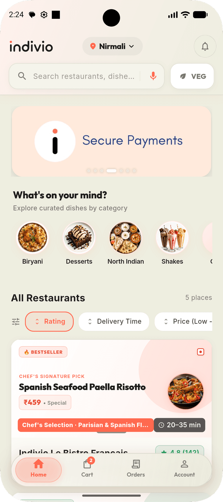 Indivio App Home Feed